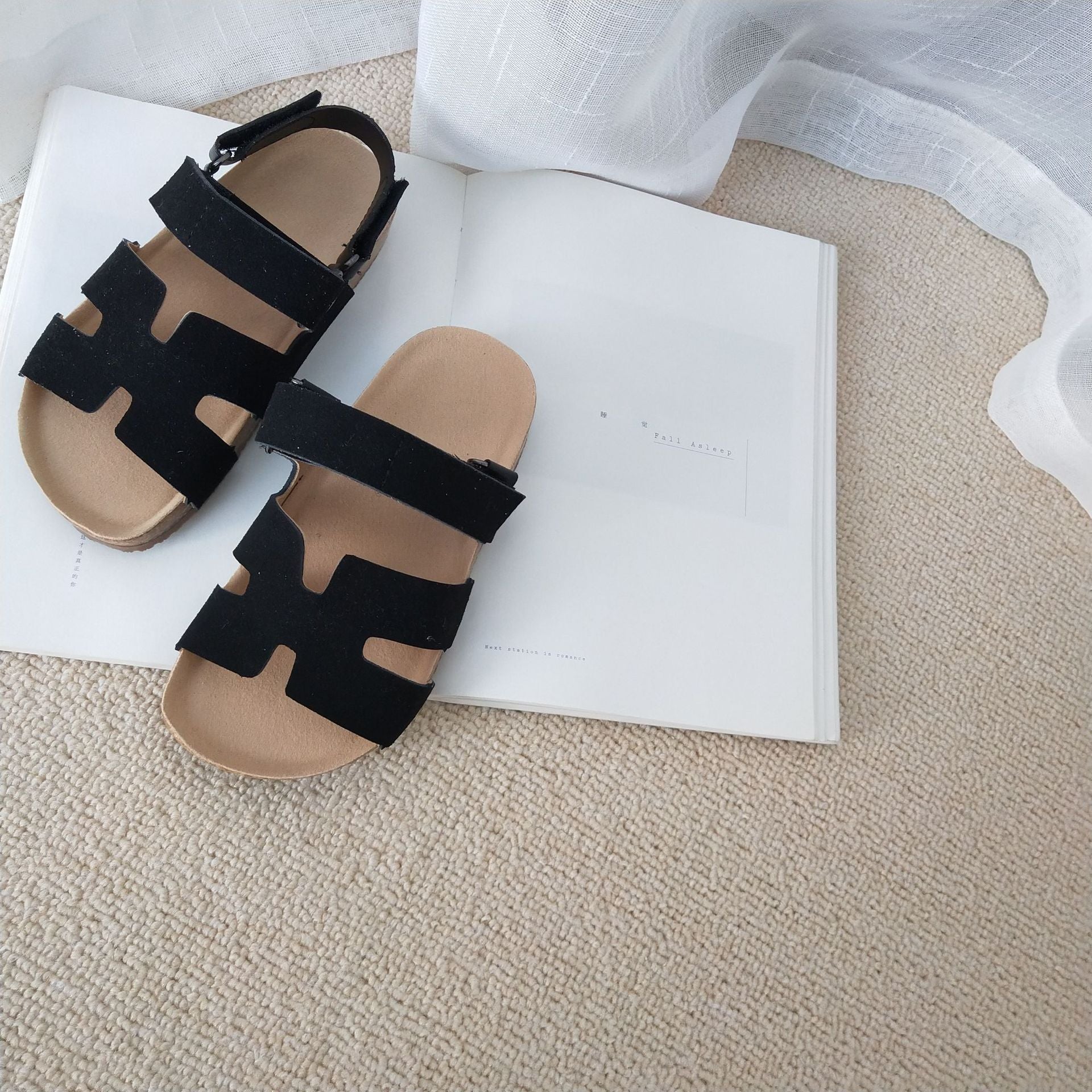 Summer Kids Beach Sandals Baby Girls Black Slip On Shoes Children Casual Sandalias Toddler Brand Shoes Boy Outdoor Fashion Mules