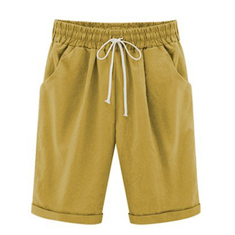 Wixra Women's Lace-Up Shorts Pockets High Waist Solid Casual Streetwear 2020 Summer Women Plus Size