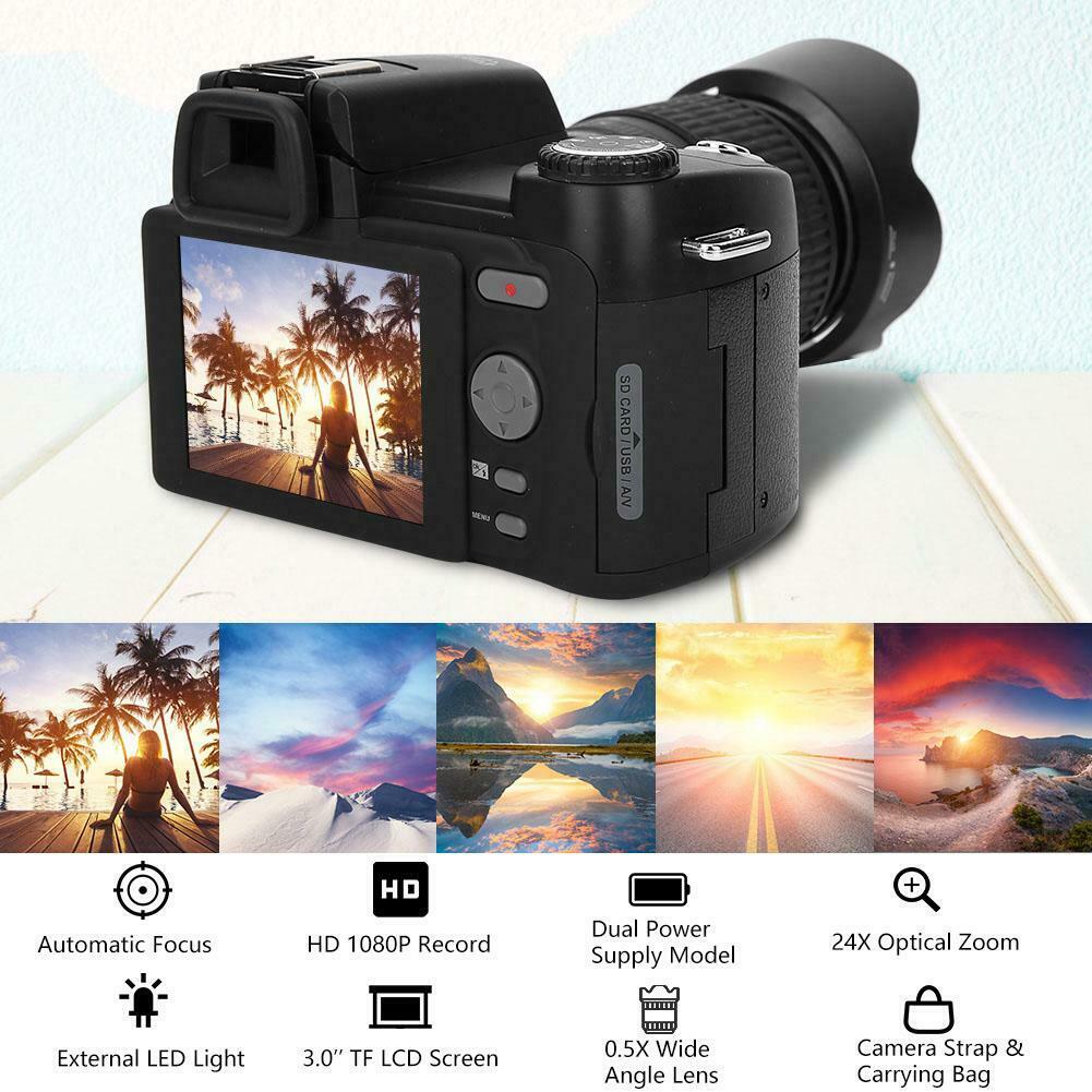 D7200 33MP Digital Camera DSLR 0.5X Wide Angle Lens + 24X Telephoto Lens + LED Light camera profissional Digital Camera