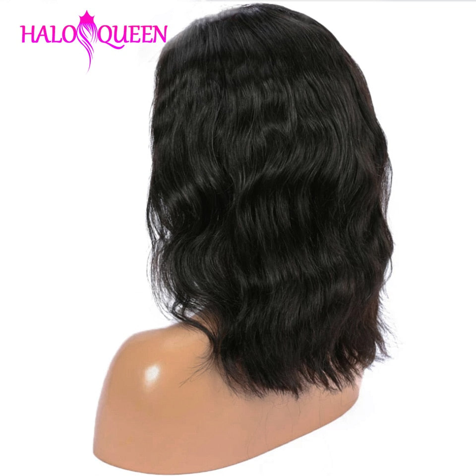 HALOQUEEN Body Wave Lace Front Human Hair Wigs Brazilian Remy Hair Mid-length Wigs Pre-Plucked Lace Closure 13X4 Frontal Wigs