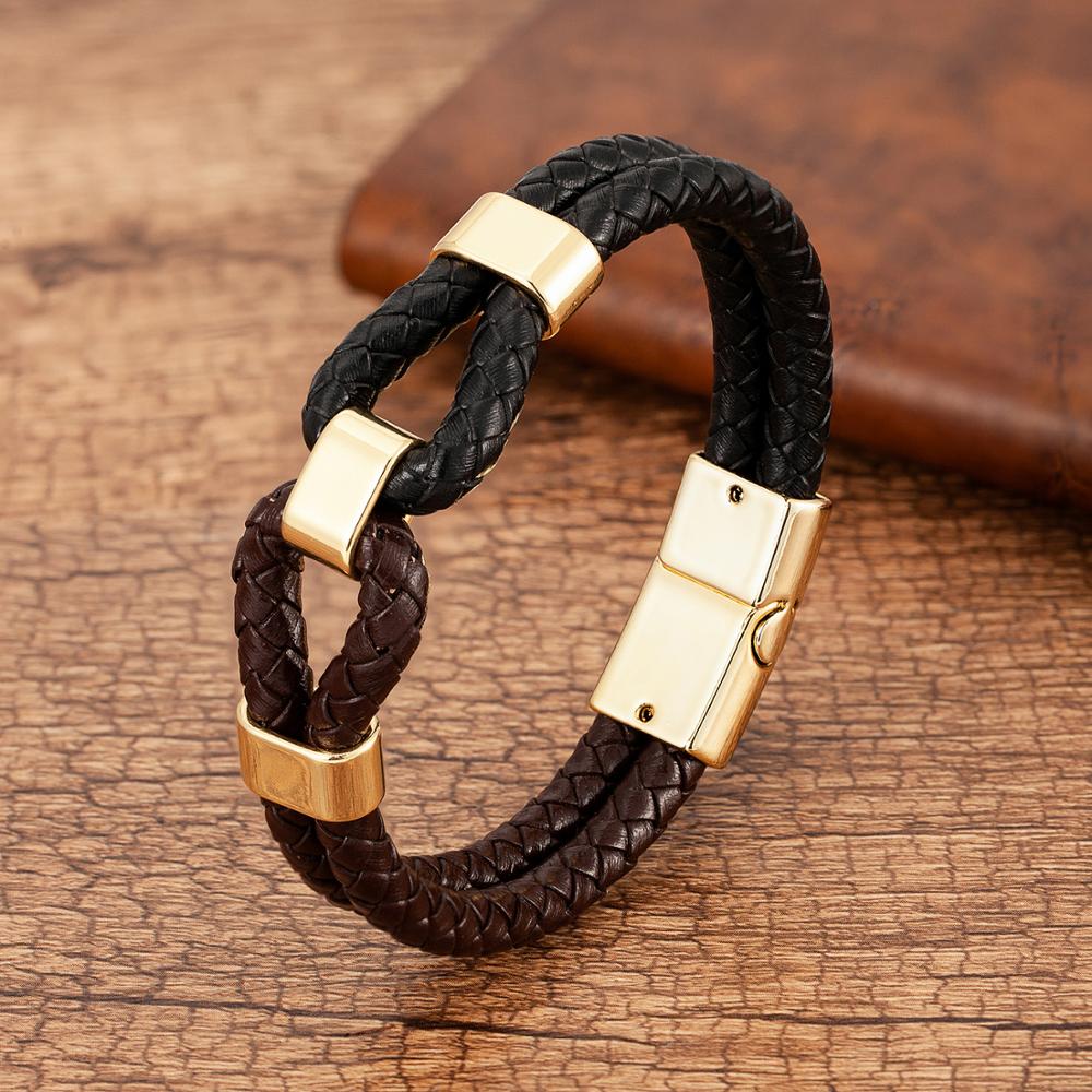24 Style Classic Men Leather Bracelet Simple Metal Magnetic Button Hand-woven Rope Unisex Women Bangles 2020 Jewelry Accessories