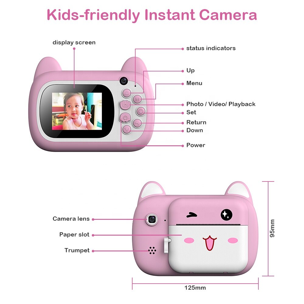 Child Instant Print Camera Instant Print Camera 2.4 LCD Screen Toy Gifts Komery Digital Camera Photo Video Recorder