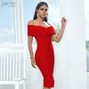 ADYCE New Summer Off Shoulder Bandage Dress Women 2020 Sexy Short Sleeve Midi Bodycon Club Celebrity Runway Party Dress Vestidos - Surprise store
