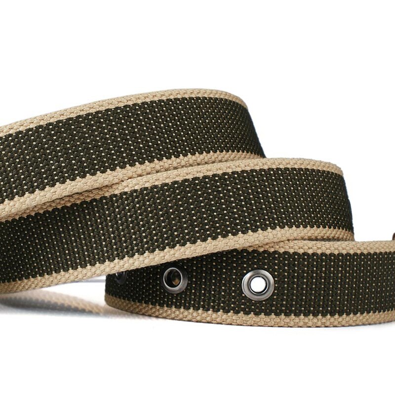 Men & Women Canvas Belt Metal Buckle High Quality Pin Buckle Jeans Belt Tactical Belts for Men Military Strap Army Green Striped