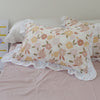 48x74cm Pink Twin Heart Rabbit Pillow Case Cover Cotton Hairball Ruffle Pillowcase Girl Cute Bedding Toy Home Decor