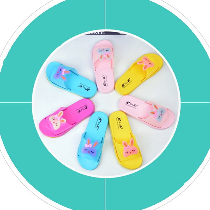 Cartoon Rabbit Girls Slippers Casual Boys Summer Beach Sandals Kids Shoes Outdoor PVC Cartoon Home Bathroom Children Flip Flops