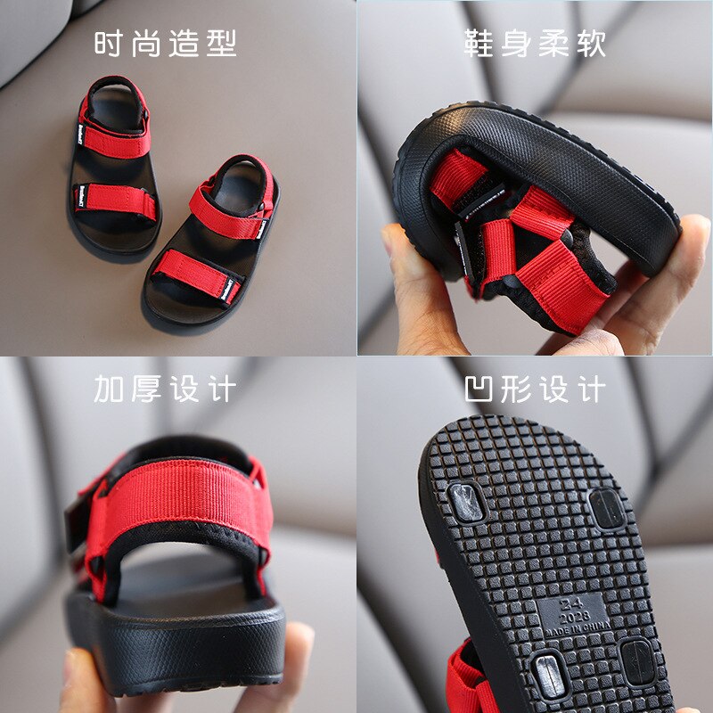 Summer New Baby Girls Sandals Boys Beach Shoes Children Flip Flops Barefoot Kids Sandals Letter Slippers Outdoor Light Non-slip