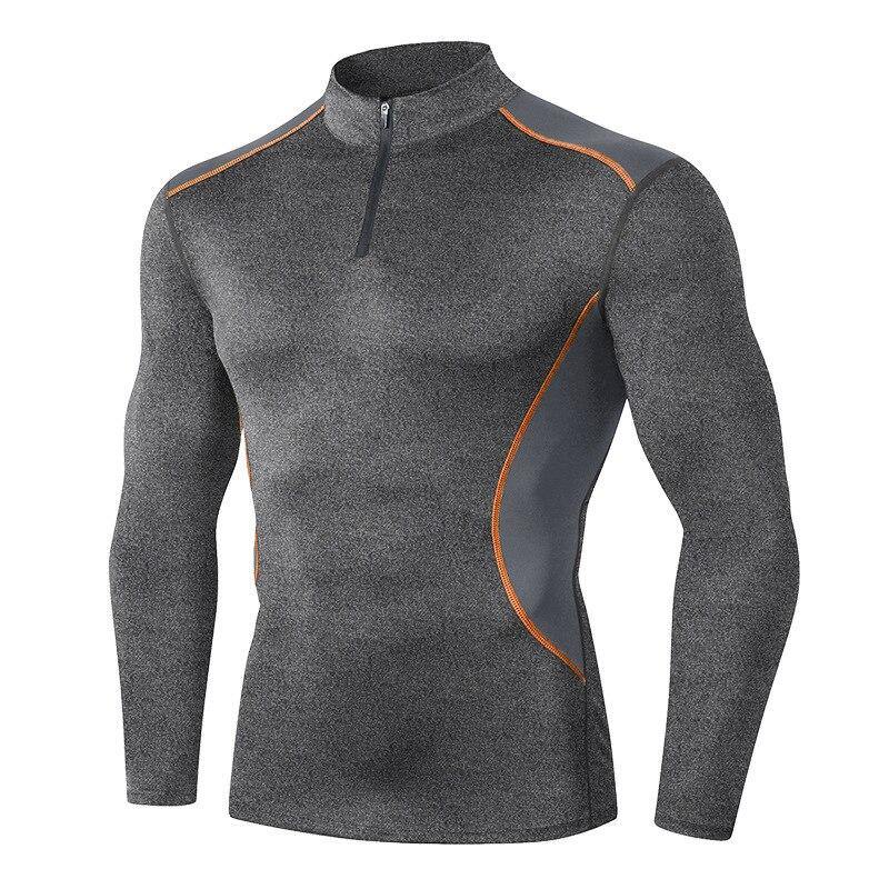 Sport High collar Compression Shirts Men Bodybuilding Sportswear T-shirtLong Sleeve Top Gyms T Shirt Men Fitness Tight Rash gard - Surprise store