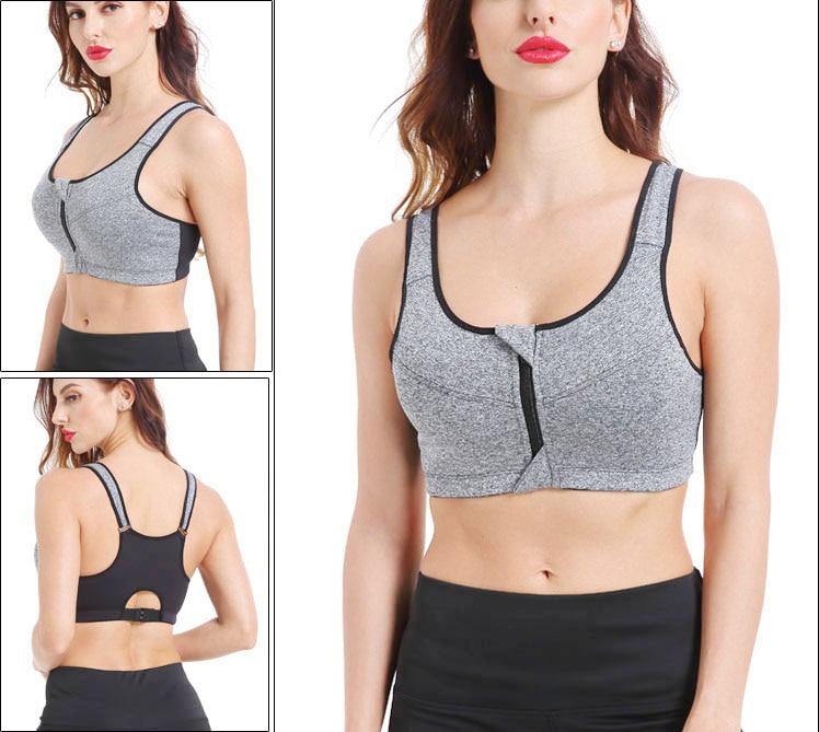 SEXYWG Hot Women Zipper Push Up Sports Bras Vest Underwear Shockproof Breathable Gym Fitness Athletic Running Yoga Bh Sport Tops - Surprise store