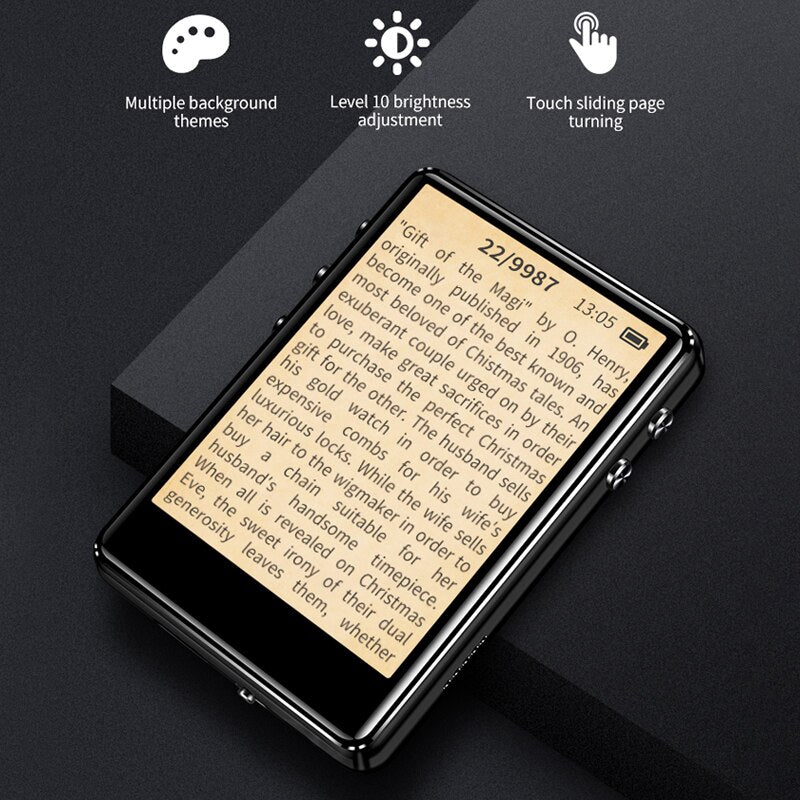 X62 MP3 Player Bluetooth 5.0 Metal Touch Screen 2.4 inch Built-in Speaker 16GB with E-book FM Radio Voice Recording Video Player