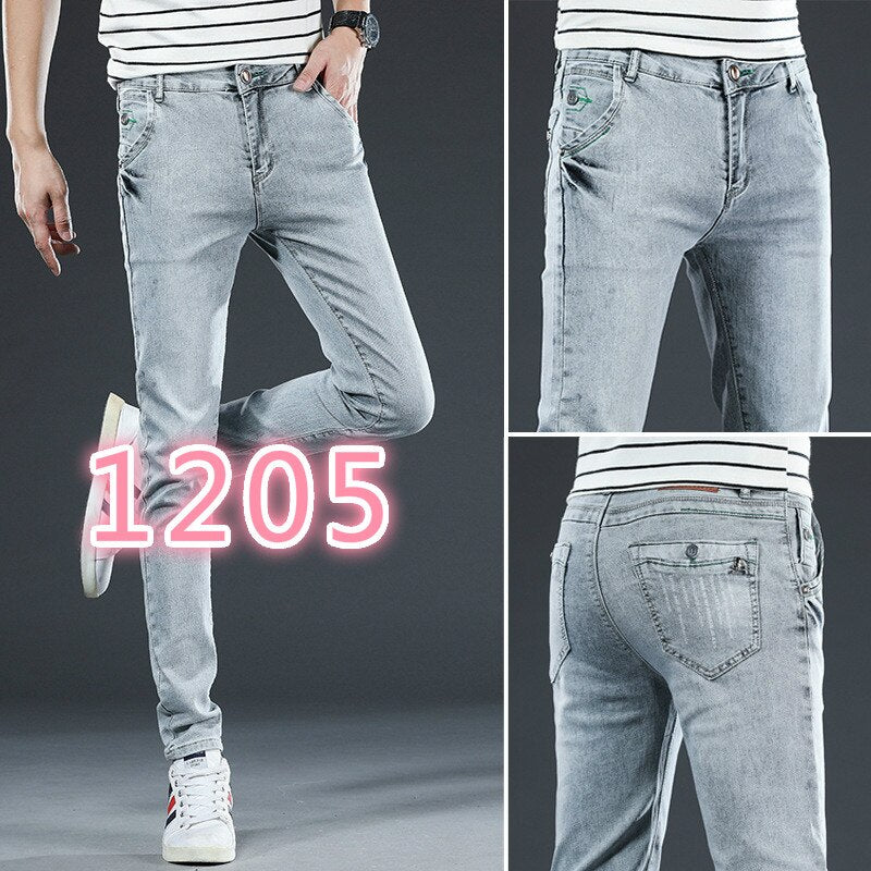 Brand 2020 New Arrivals Jeans Men Quality Casual Male Denim Pants Straight Slim Fit Dark Grey Men's Trousers Yong Man