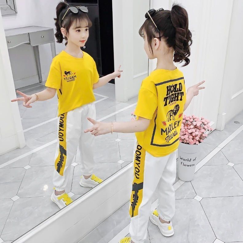 Tracksuit for Girl 2020 Summer Hop Casual Sports Suit Female Korean Version of The Loose Short Sleeve T-shirt Pant 2 Piece Set