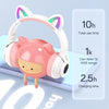 Cute Cat Bluetooth Wireless Headphones With Mic, Pink Girls LED Phone Gamer Headsets Kids Gaming Music Children's Earphones Gift