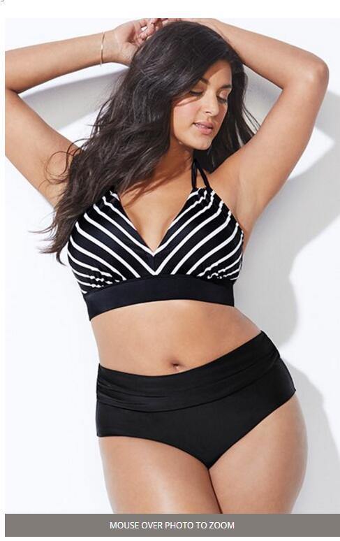 2020 Swimwear High Waisted Two Piece Plus Size Large Size Plus Fat Printed Swimsuit Women Back Chalaza Bikini Beach Bathing Suit - Surprise store
