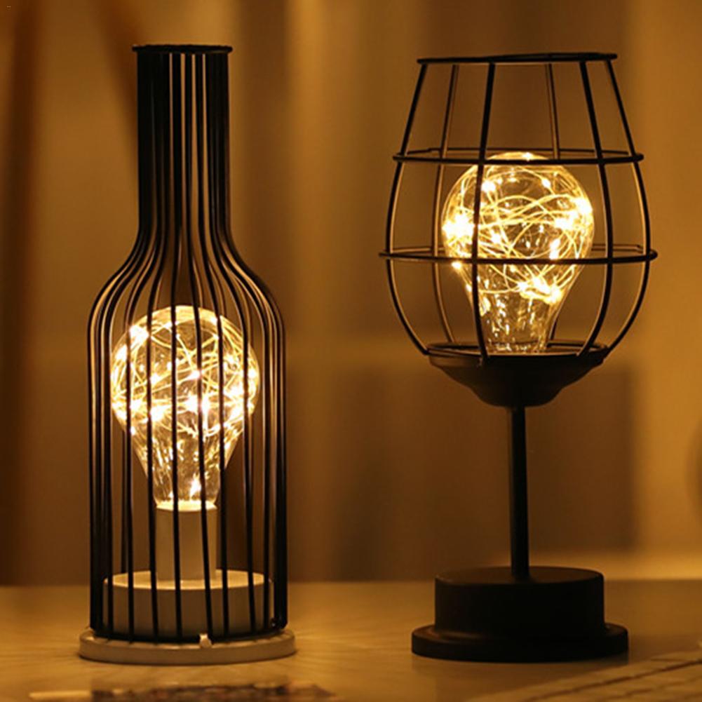 Retro Classic Lron Art Night Light LED Table Lamp Reading Lamp Bedroom Bedside Lamp Living Room Home Christmas Decoration