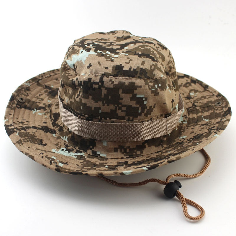 Camouflage Tactical Cap Military Boonie Hat US Army Caps Camo Men Outdoor Sports Sun Bucket Cap Fishing Hiking Hunting Hats 60CM