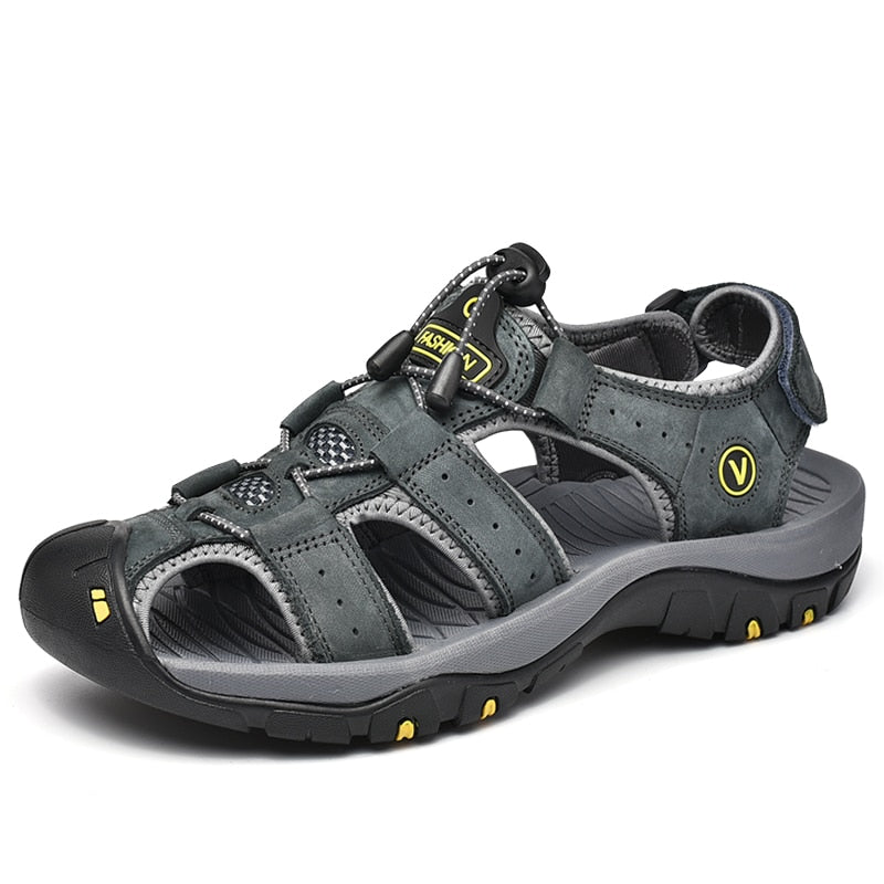 Leather sandals, cowhide men's shoes, summer new beach shoes, men's fashion slippers, large size 38-47 outdoor leisure sandals
