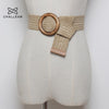 Women Bohemian Elastic Braided Belt Fashion Female Summer Dress Jeans Wide Black PP Straw Designer Wood Buckle Boho Belts 232