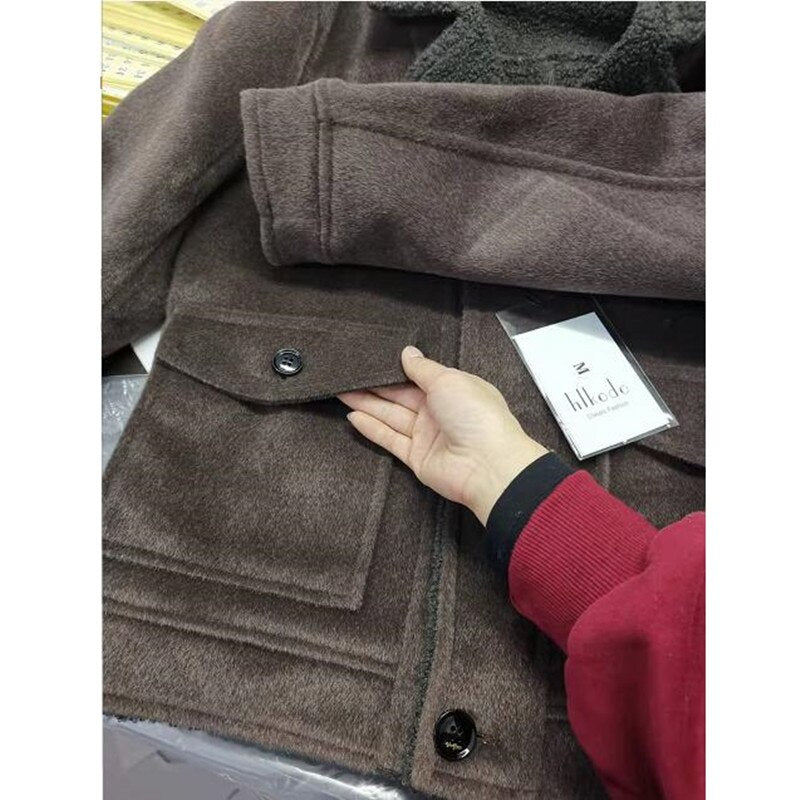 Slim Long Wool Casual Woolen Coat Fashion Temperament Trend Slim Coat Large size S-3XL