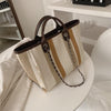 New Women Tote Bag Fashion Linen Large Striped Handbag Chains Shoulder Bags Ladies Big Messenger Bag Shopping Bag