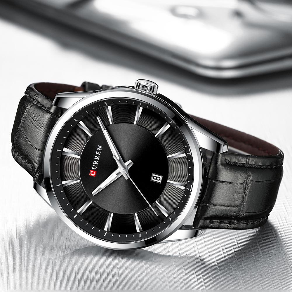 CURREN Quartz Watches for Men Leather Strap Male Wristwatches Top Luxury Brand Business Men's Clock 45 mm Reloj Hombres