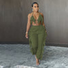 2021 Summer Women Two Piece Fashion Sexy Halter Top High Waist Fringed Stretch Pants Trousers Casual Party Club Clothing Women
