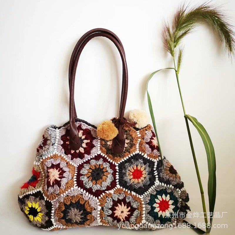 Designer Fashion Crossbody Bags for Women New Ethnic Style Woven Tote Bag Casual Shopping Party Shoulder Messenger Bag