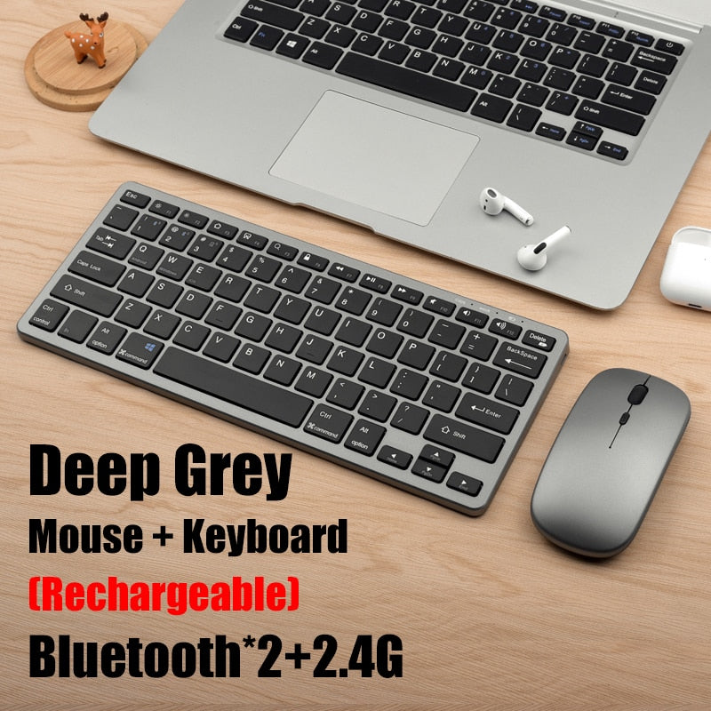 Bluetooth 5.0 & 2.4G Wireless Keyboard and Mouse Combo Mini Multimedia Keyboard Mouse Set For Laptop PC TV iPad Macbook Android