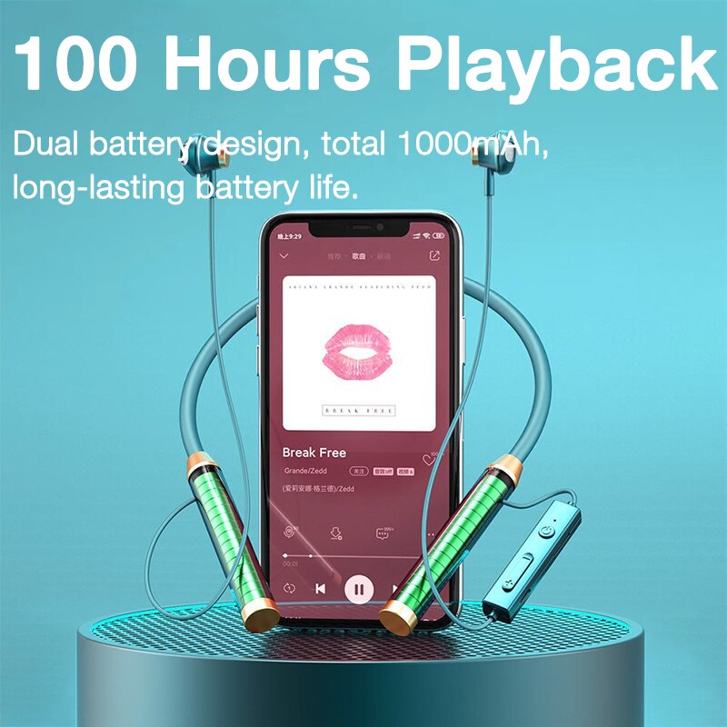 EARDECO 1000mAh Bluetooth Headphone With Mic 5.1 Wireless Headphones Bass Stereo Earphones Earbuds Music Sport Headset Neckban