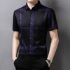 2022 New Plaid Shirt Men High Quality Silk Summer Short sleeve Casual Shirts Men Slim Fit Camisa Masculina Drop Shipping C748