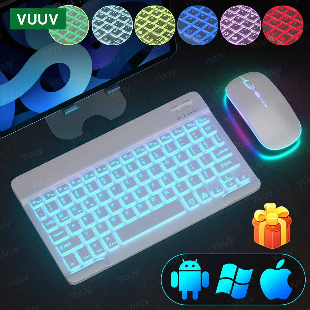 For iPad Tablet Keyboard With Backlit Teclado Wireless Bluetooth Keyboard and Mouse For Android Windows iOS Tablet Phone Laptop