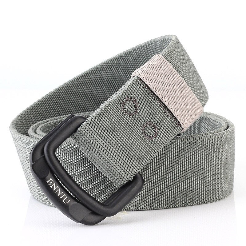 Military Equipment Belt Men Elastic Nylon Tactical Belts For Jeans Pants Solid Strap Canvas Double Ring Metal Buckle Waist Belt