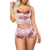 Ladies Pajama Set Cute Print Pattern Sleepwear Silk V Neck Sexy Pijama Satin Night Home Suits Wear Sleeveless Top And Shorts