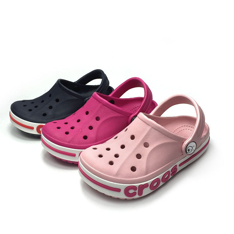 Children's Sandals Kids Casual Outdoor Shoes Clogs Non-slip Home Bathing Slipper Soft Corc for Children over 7 Summer Hole Shoes