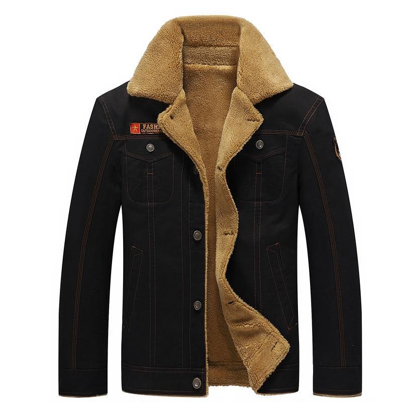 DARPHINKASA 2020 Winter Bomber Jacket Men Air Force Pilot Jacket Warm Men Fur Collar Men Army Tactical Fleece Jacket - Surprise store
