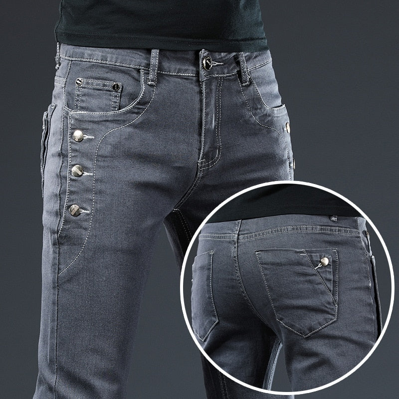 Brand 2020 New Arrivals Jeans Men Quality Casual Male Denim Pants Straight Slim Fit Dark Grey Men's Trousers Yong Man