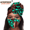 African 2 Piece for Women Headband Headwear Floral Turban Head Scarf Ladies Head Wrap Hair Accessories Match Print Mask A20H015