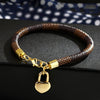 Enthusiasm Classic Women Bracelet Brown Leather Gold Alloy Cute Love Bag Pendant Women Bracelets for Men and Women Jewelry Gifts