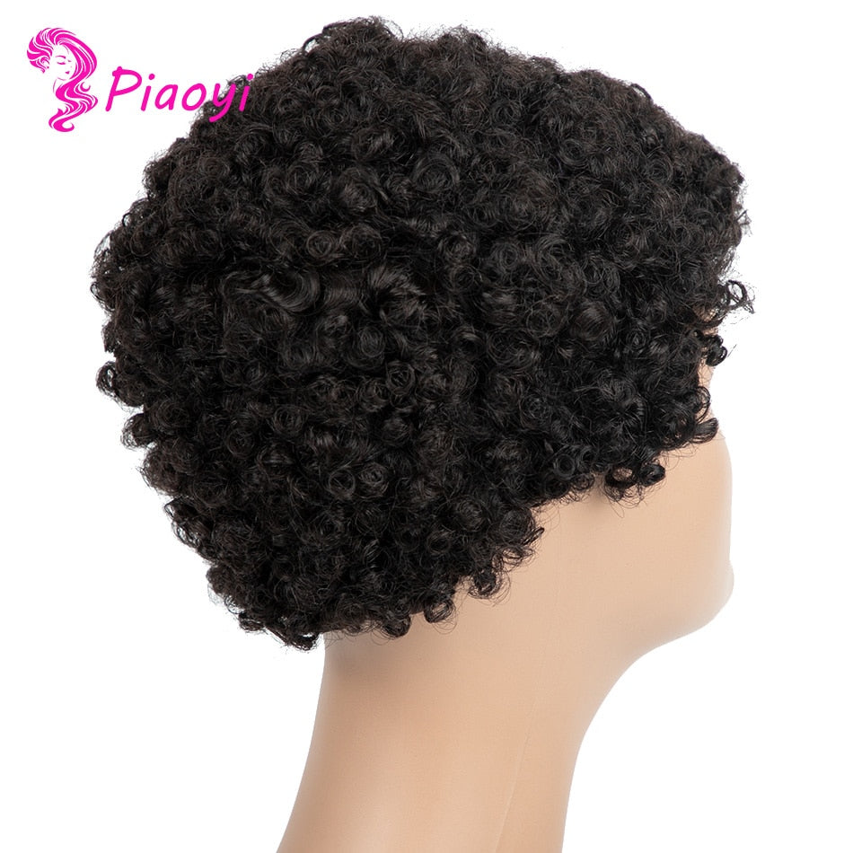 Pixie Cut Wig Human Hair Afro Kinky Curly Human Hair Wig Full Machine Made Short Wig Peruvian Hair Wigs For Women Human Hair