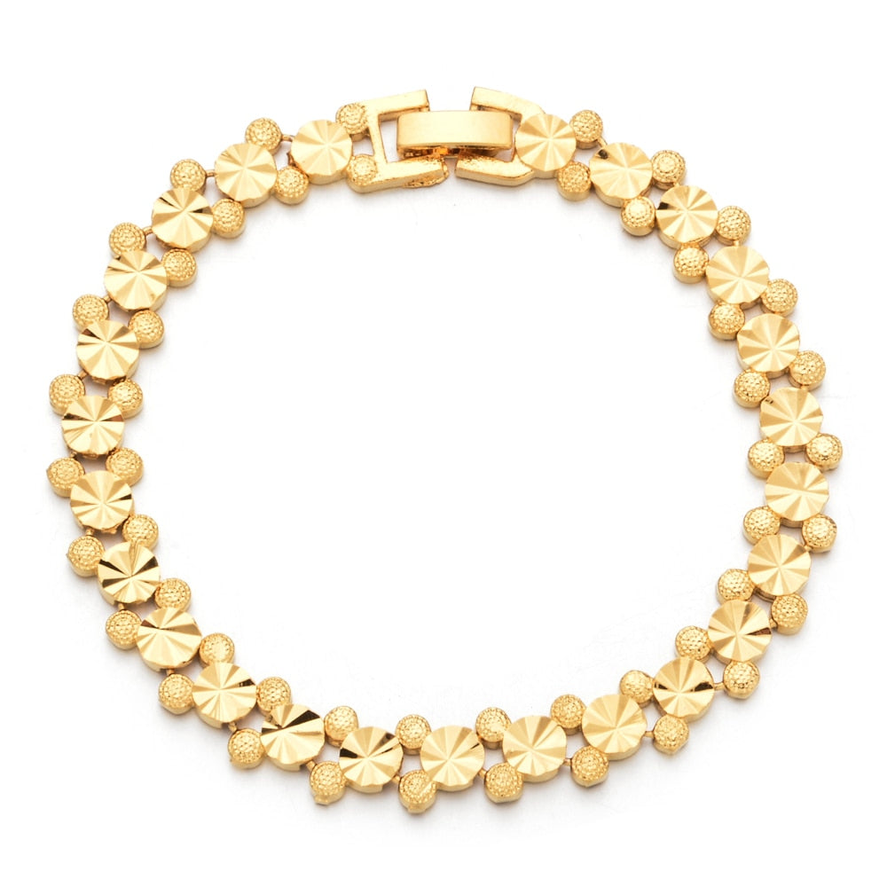 Fashion Plated 24K Gold Multi Shape Punk Bracelet Curb Cuban Chain Gold Color Bracelets Bangle For Men Women Jewelry Gifts