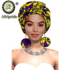 African Turbans African Headwraps for Woman African Headscarf Nigerian Headtie with Matching Earring Dashiki Ankara Wax S20H004