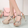 2021 Summer Platform Womens Sandals Woman 10cm High Heels Sexy Party Wedding Shoes Peep Toe Gold Silver Pumps Ladies High Heels