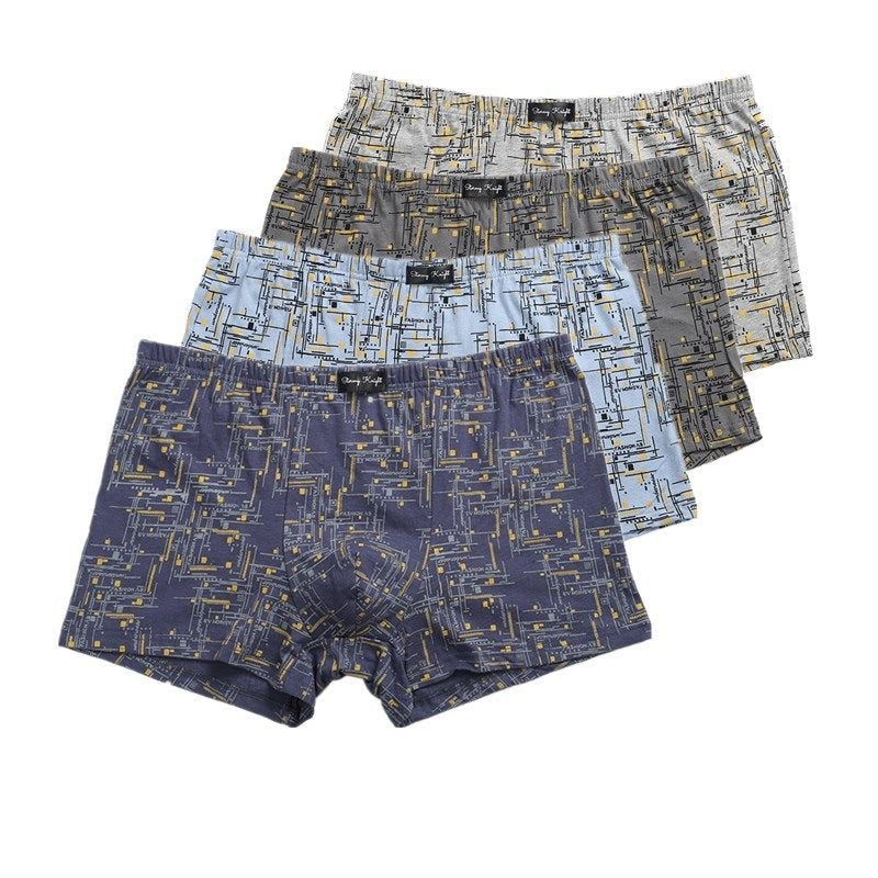 4pcs/Lot Men's Underwear Men's Cotton Boxer Pants Youth Print Loose Fatty 110KG Boxer Shorts Mailbag