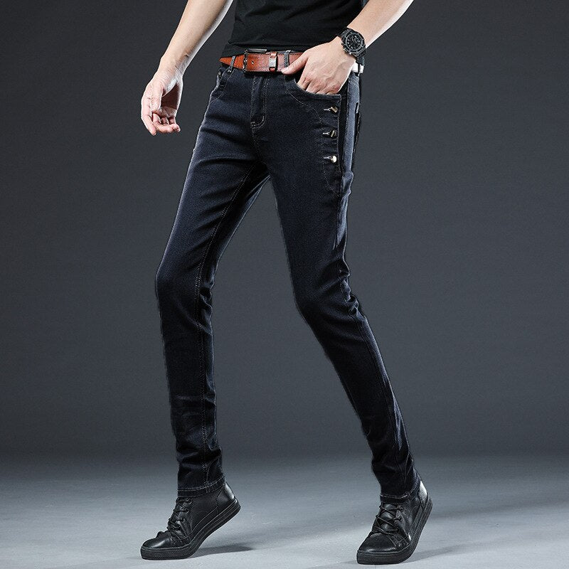 Brand 2020 New Arrivals Jeans Men Quality Casual Male Denim Pants Straight Slim Fit Dark Grey Men's Trousers Yong Man