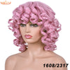 Short Hair Afro Kinky Curly Wigs With Bangs For Black Women Synthetic African Ombre Glueless Cosplay Wigs High Temperature