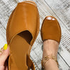MCCKLE Summer Sandals Women Flats Female Casual Peep Toe Shoes PU Slip on Leisure Solid Sewing Footwear Two-piece Plus Size