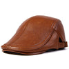 BUTTERMERE Men Beret Hat Real Leather Flat Cap Sheepskin Autumn Winter Male Brown Adjustable High Quality Gatsby Mens Beret Caps