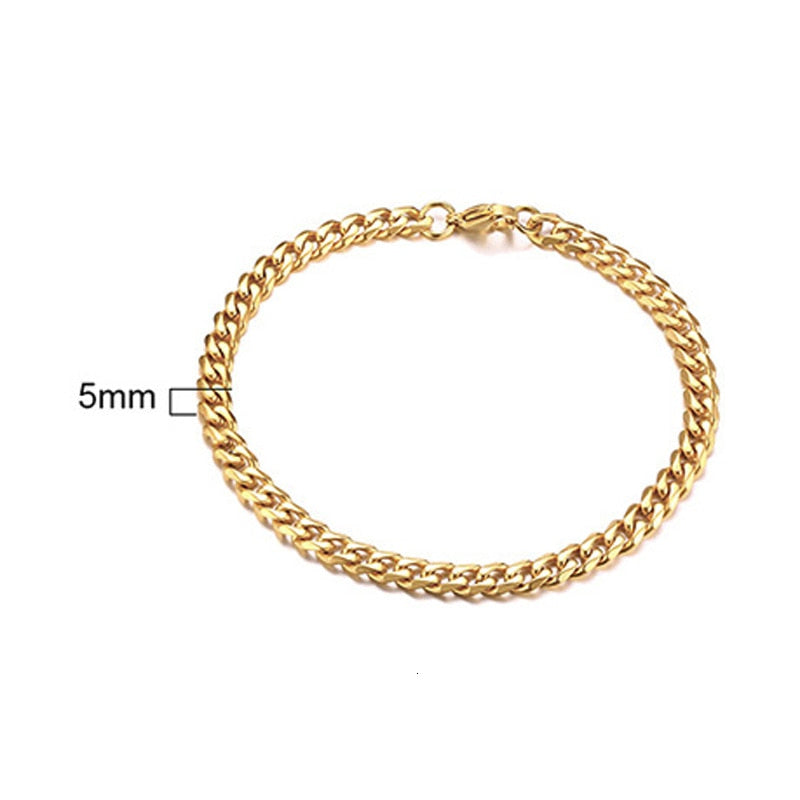 MENS BRACELET MIAMI CUBAN LINK CHAIN BRACELET IN STAINLESS STEEL BRAZALETS FOR MEN HUSBAND BOYFRIEND GIFT 3 TO 11MM