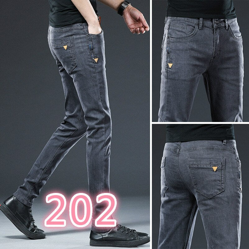 Brand 2020 New Arrivals Jeans Men Quality Casual Male Denim Pants Straight Slim Fit Dark Grey Men's Trousers Yong Man