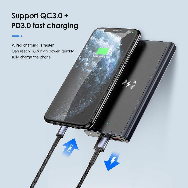 KUULAA Qi Wireless Charger Power Bank 10000mAh Wireless Charging Powerbank For iPhone 12 Samsung Xiaomi christmas gifts for men - Surprise store